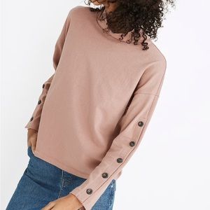 Madewell Button Sleeve Turtleneck Pink Top